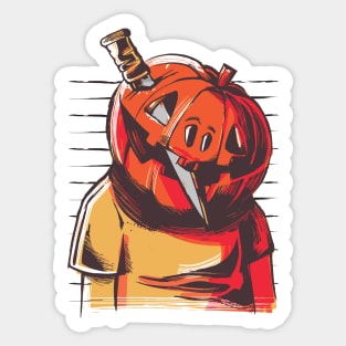 Pumpkin Head Mug Shot Sticker